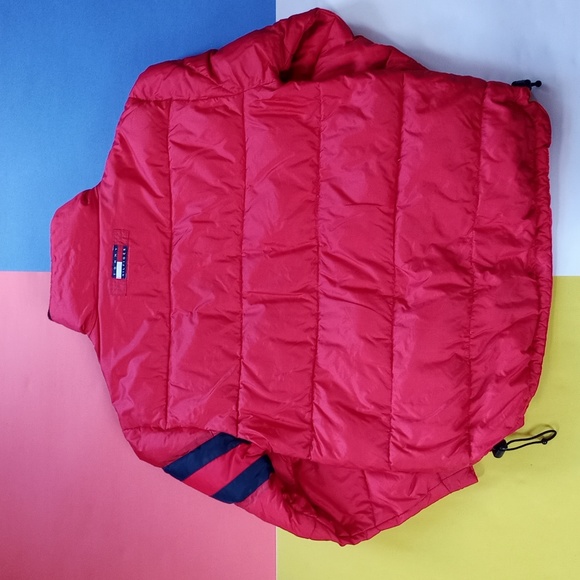 Vintage 90s Tommy Hilfiger Goose Down Puffer Jacket RED - Picture 12 of 14